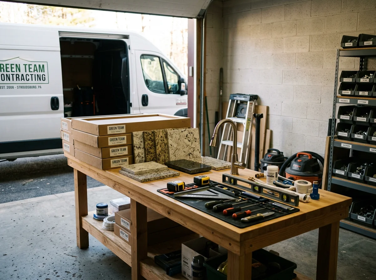 Professional contracting crew and tools ready for residential remodeling projects.