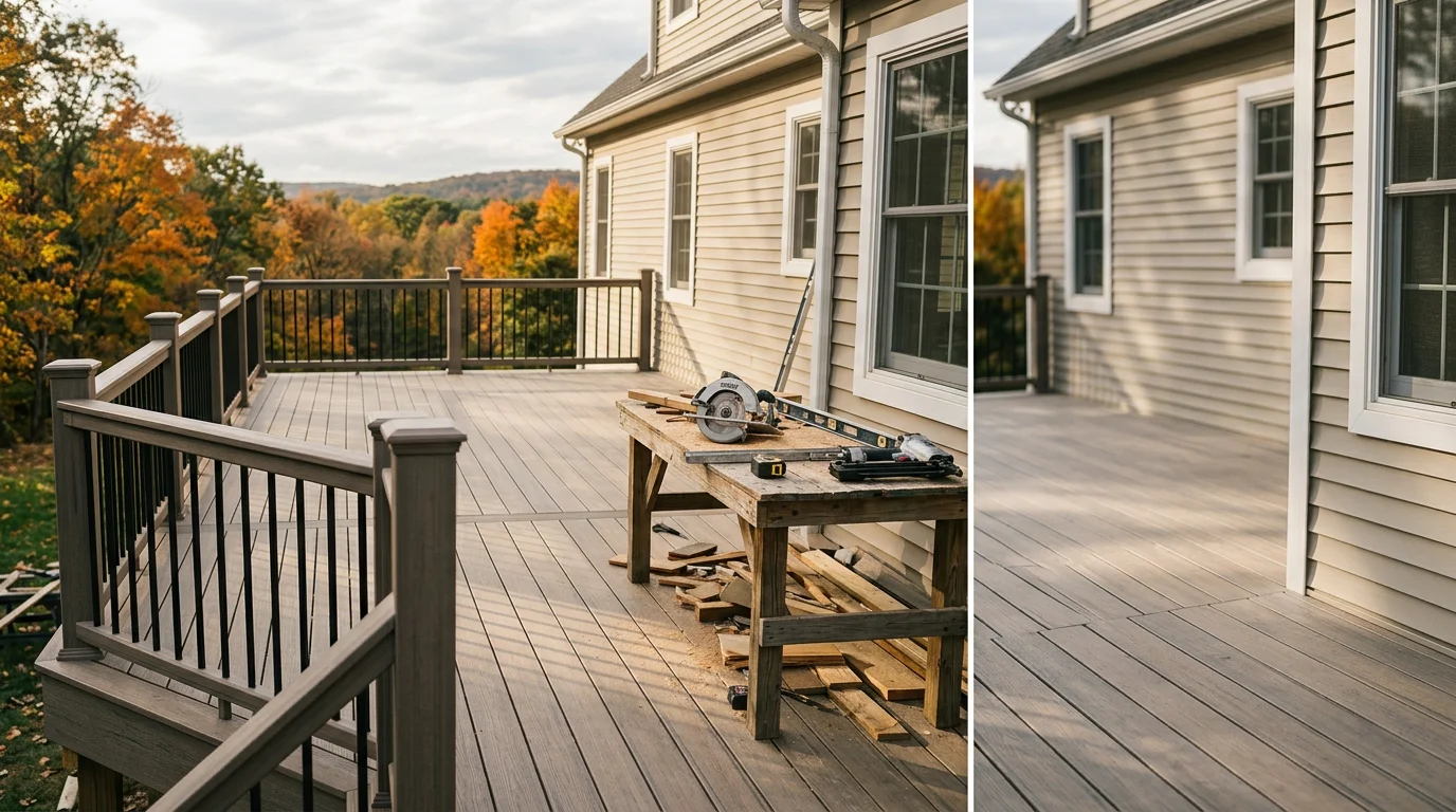 Custom wooden deck built on residential home in Pennsylvania