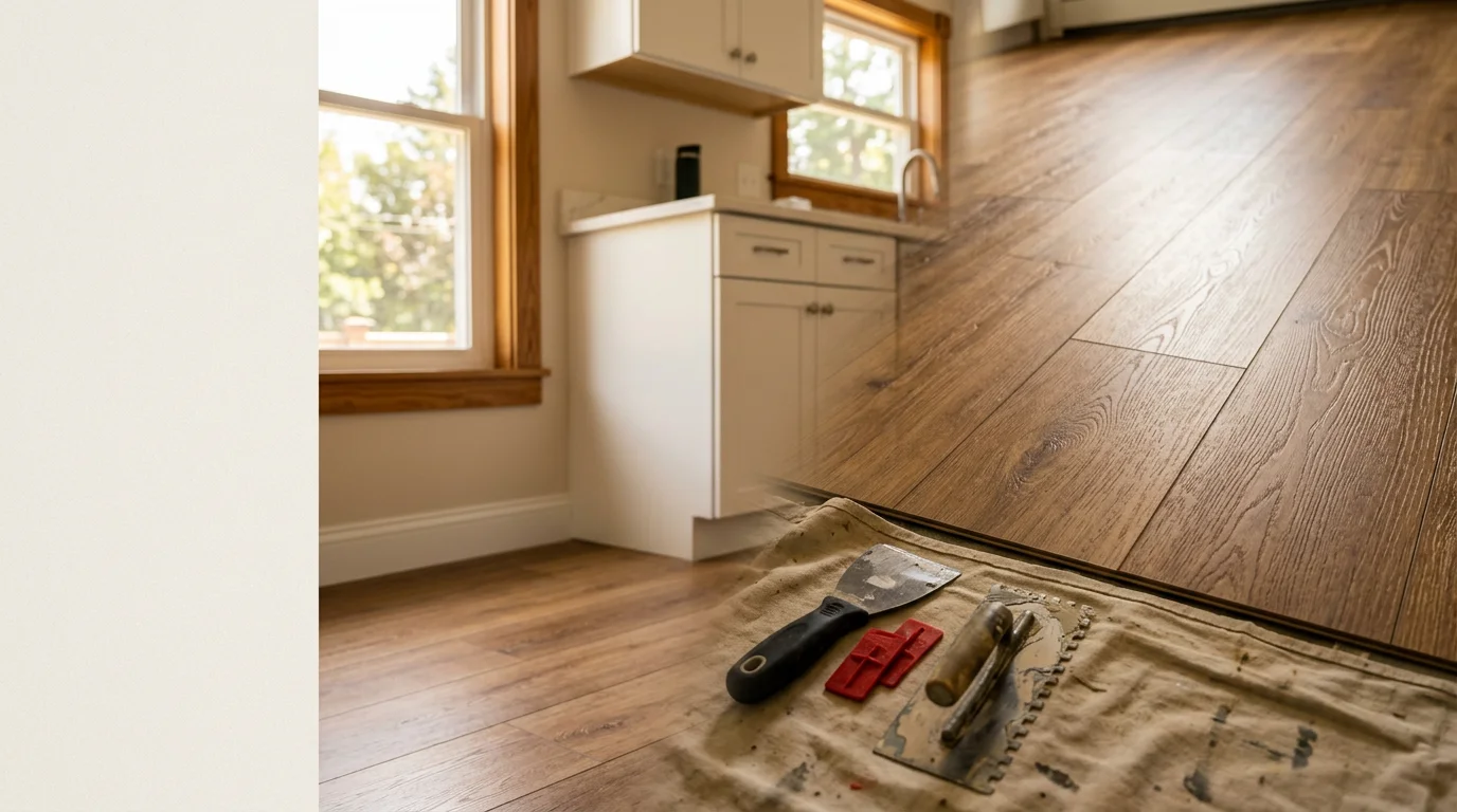 New hardwood and tile flooring installed in residential home